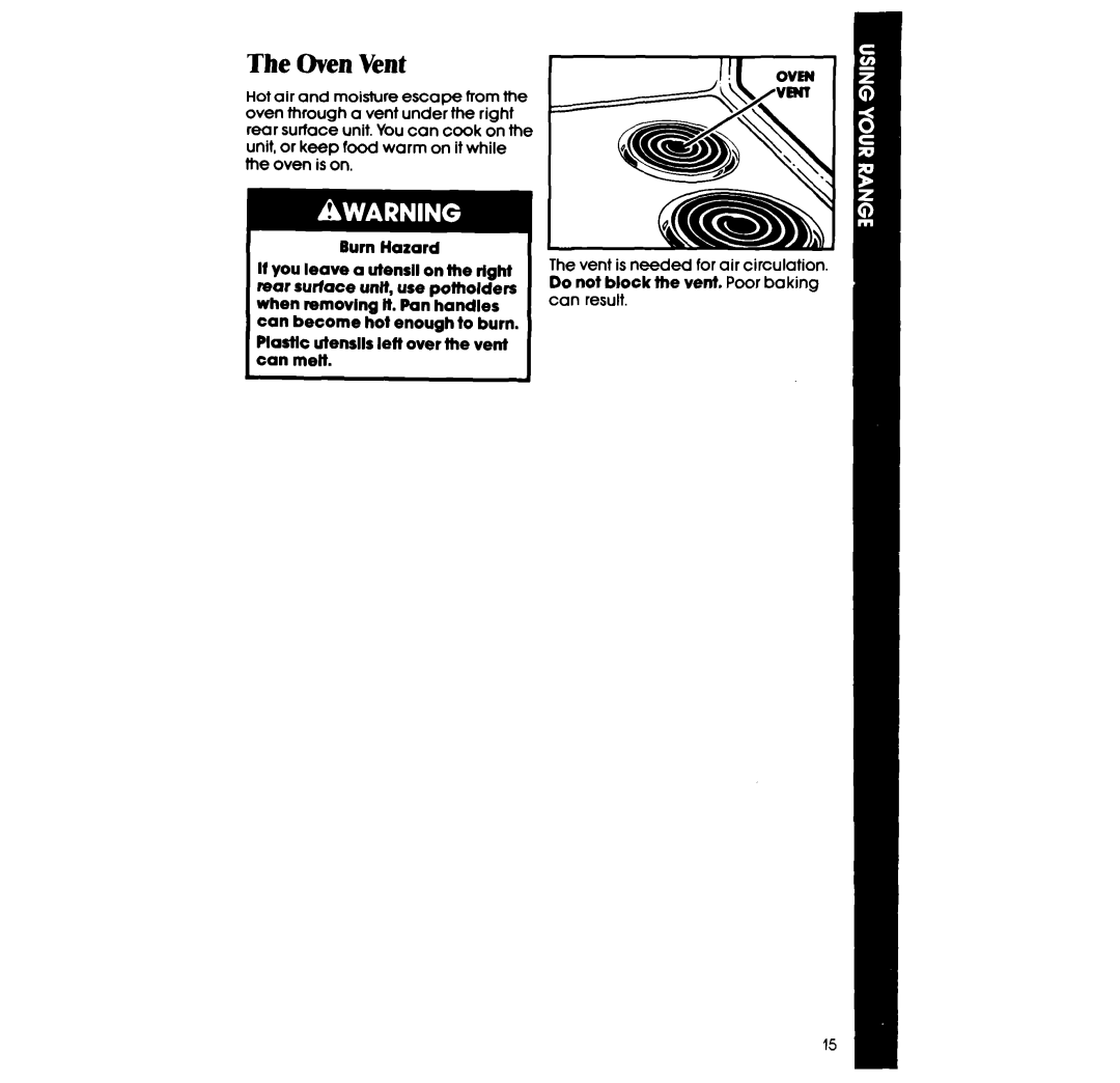 Whirlpool RF33OOXV manual OvenVent 