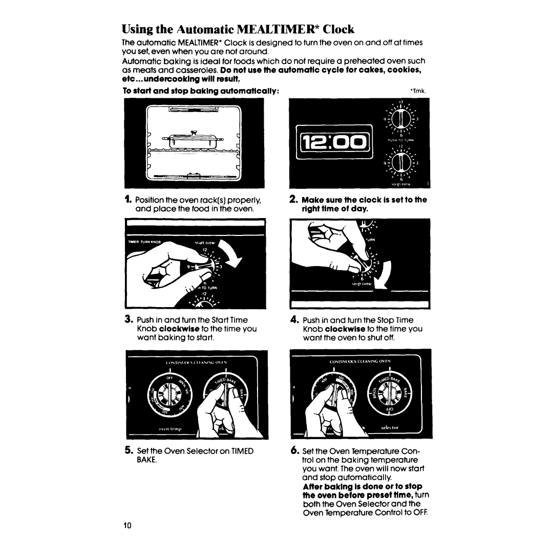 Whirlpool RF345PXP manual Using the Automatic MEALTIMER* Clock 