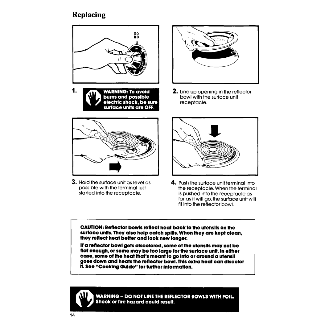 Whirlpool RF345PXP manual Replacing 