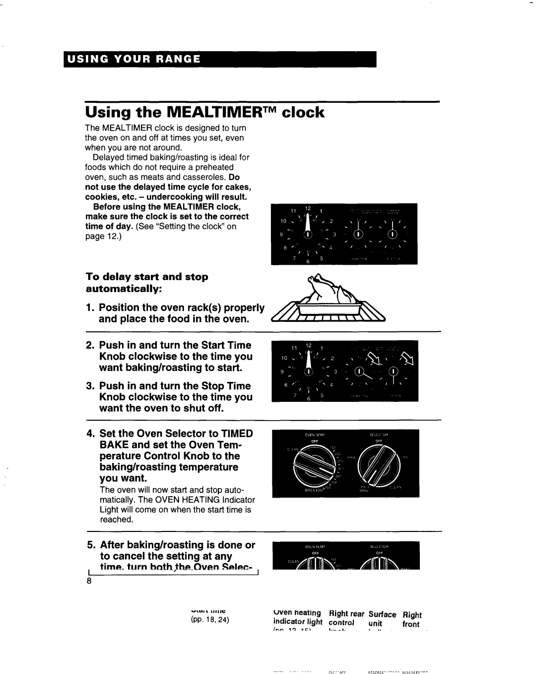 Whirlpool RF350BXD, RF365PXD, RF360BXD warranty Using the Mealtimertm clock 