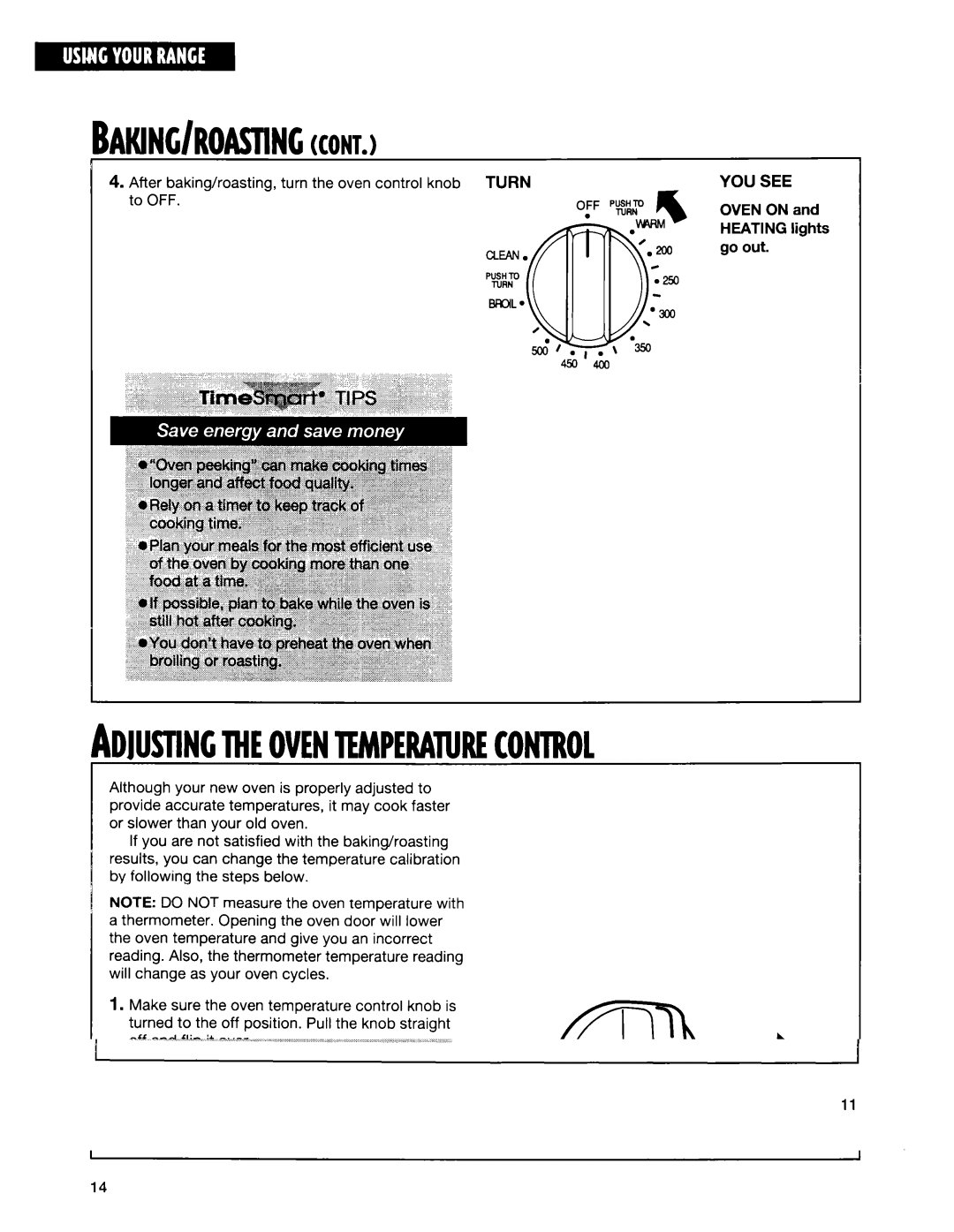 Whirlpool RF354BXE, RF350BXE, RF35OOXE manual Adjustingmeoventemperaturecontrol 