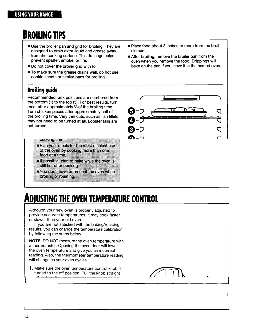 Whirlpool RF350BXE, RF35OOXE, RF354BXE manual Broiungtips 