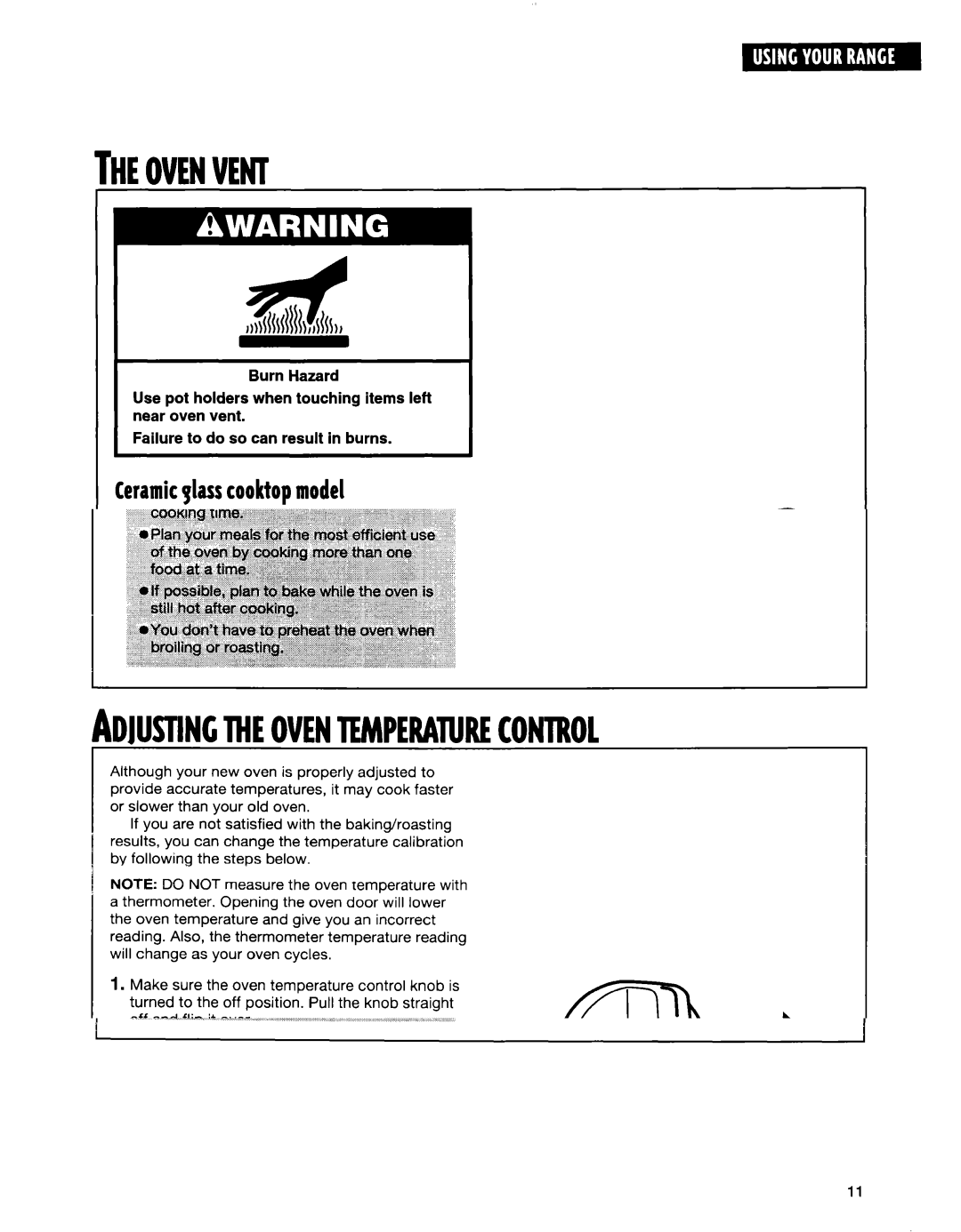 Whirlpool RF35OOXE, RF350BXE, RF354BXE manual Theovenvent, Ceramicglasscooktopmodel, Coilelementmodels 