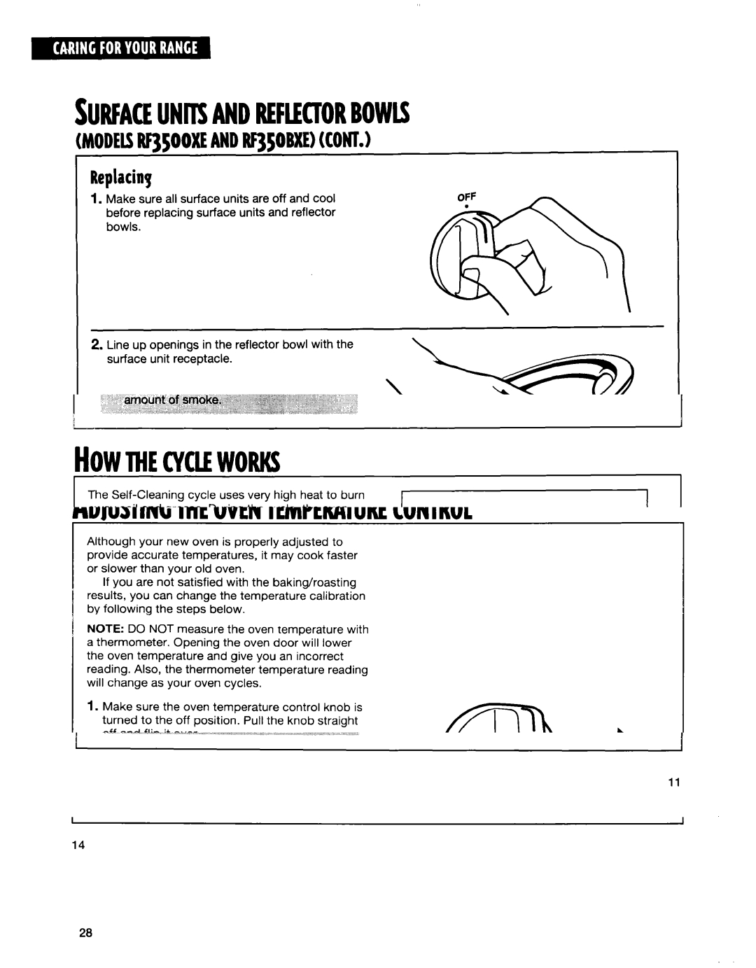 Whirlpool RF35OOXE, RF350BXE, RF354BXE manual Surfaceunitsandreflectorbowls, Replacing 