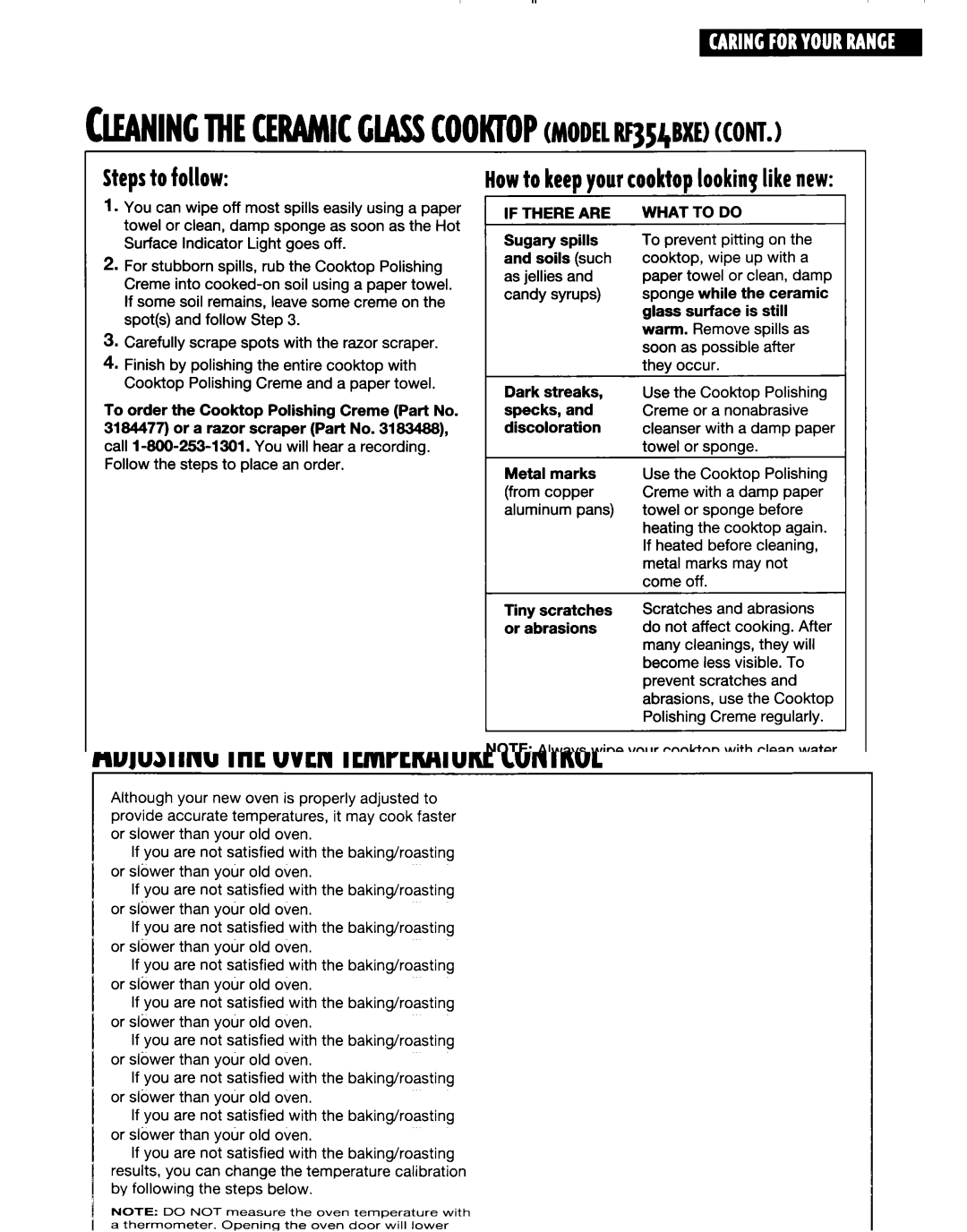 Whirlpool RF35OOXE, RF350BXE, RF354BXE manual Stepsto follow Howto keepyourcooktoplookinglikenew, If There are, What to do 