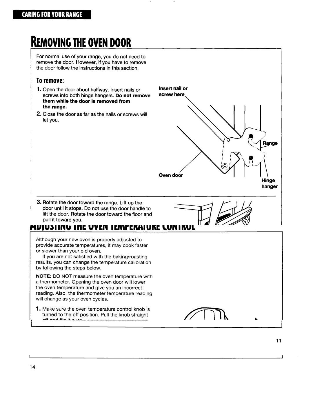 Whirlpool RF354BXE, RF350BXE, RF35OOXE manual Removingtheovendoor, Toremove 