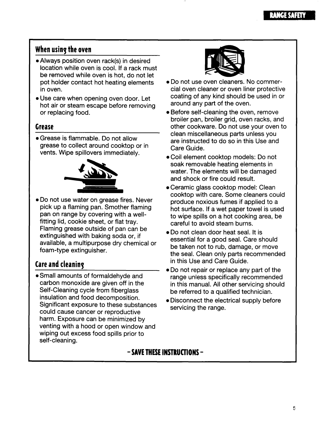 Whirlpool RF354BXE, RF350BXE, RF35OOXE manual Whenusingtheoven, Crease, Careandcleaning 