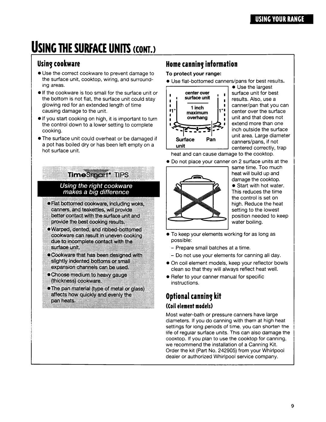 Whirlpool RF350BXE, RF35OOXE, RF354BXE manual Ncmesurfaceunitscont 