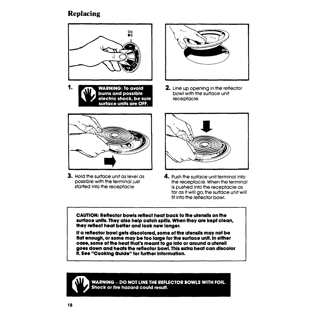 Whirlpool RF350PXP manual Replacing 