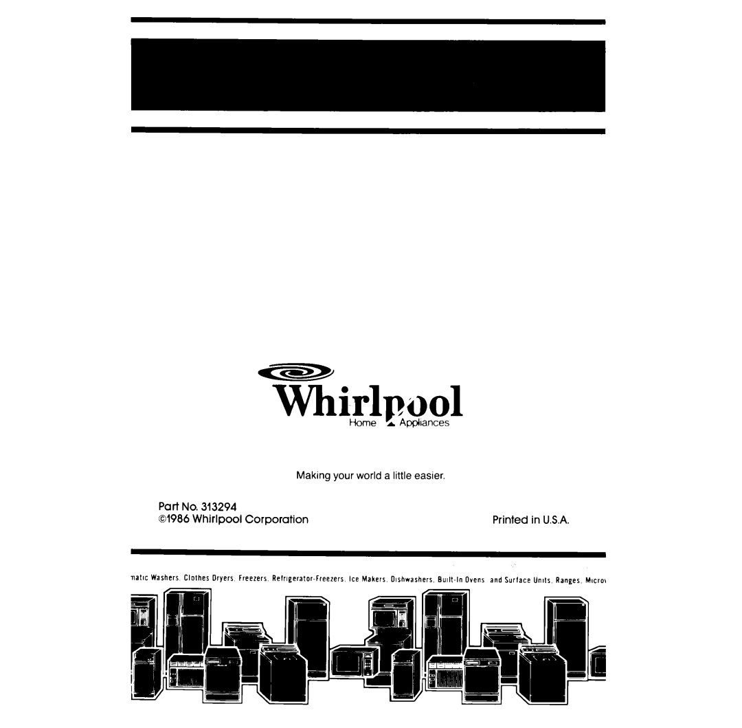 Whirlpool RF350PXP manual Whirlpool 