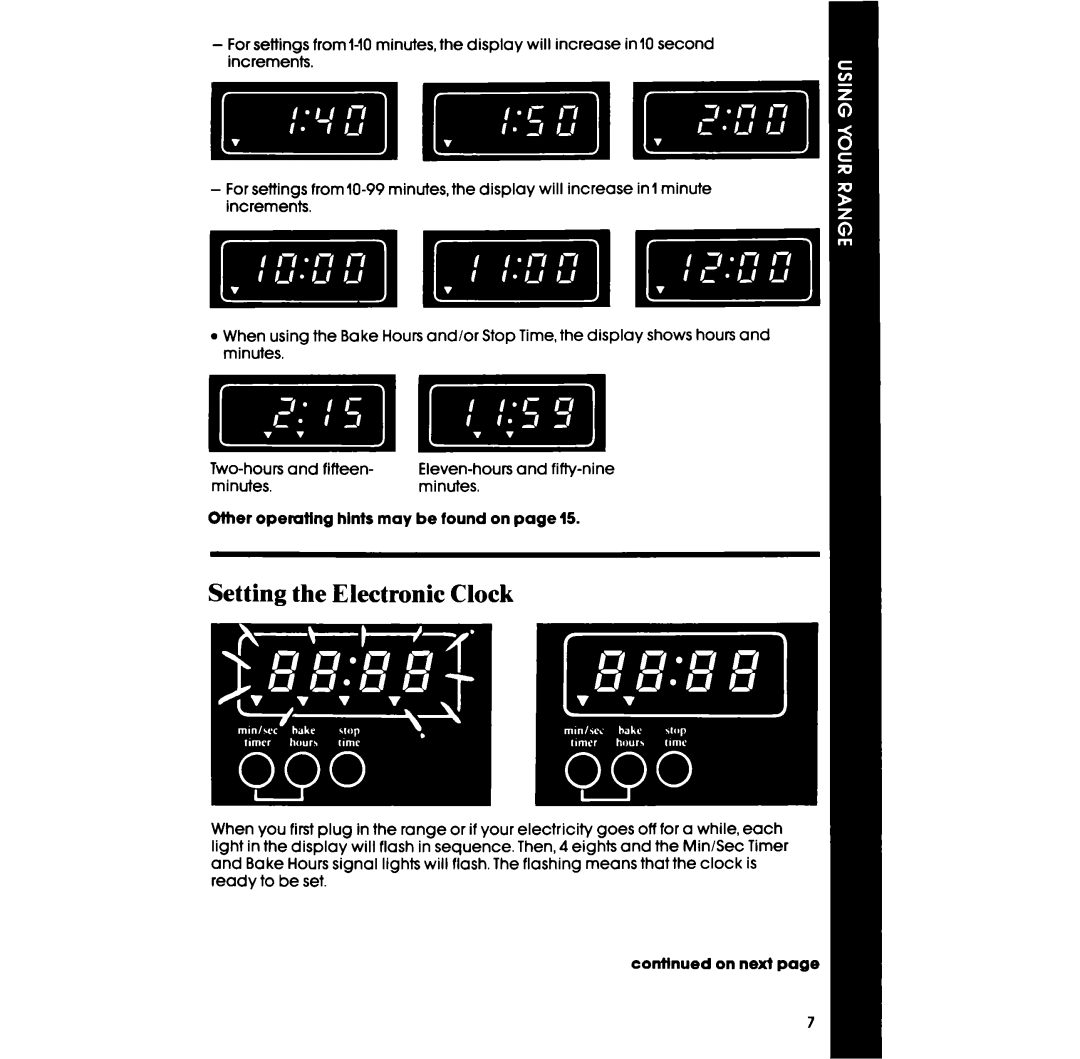 Whirlpool RF350PXP manual Minutes 