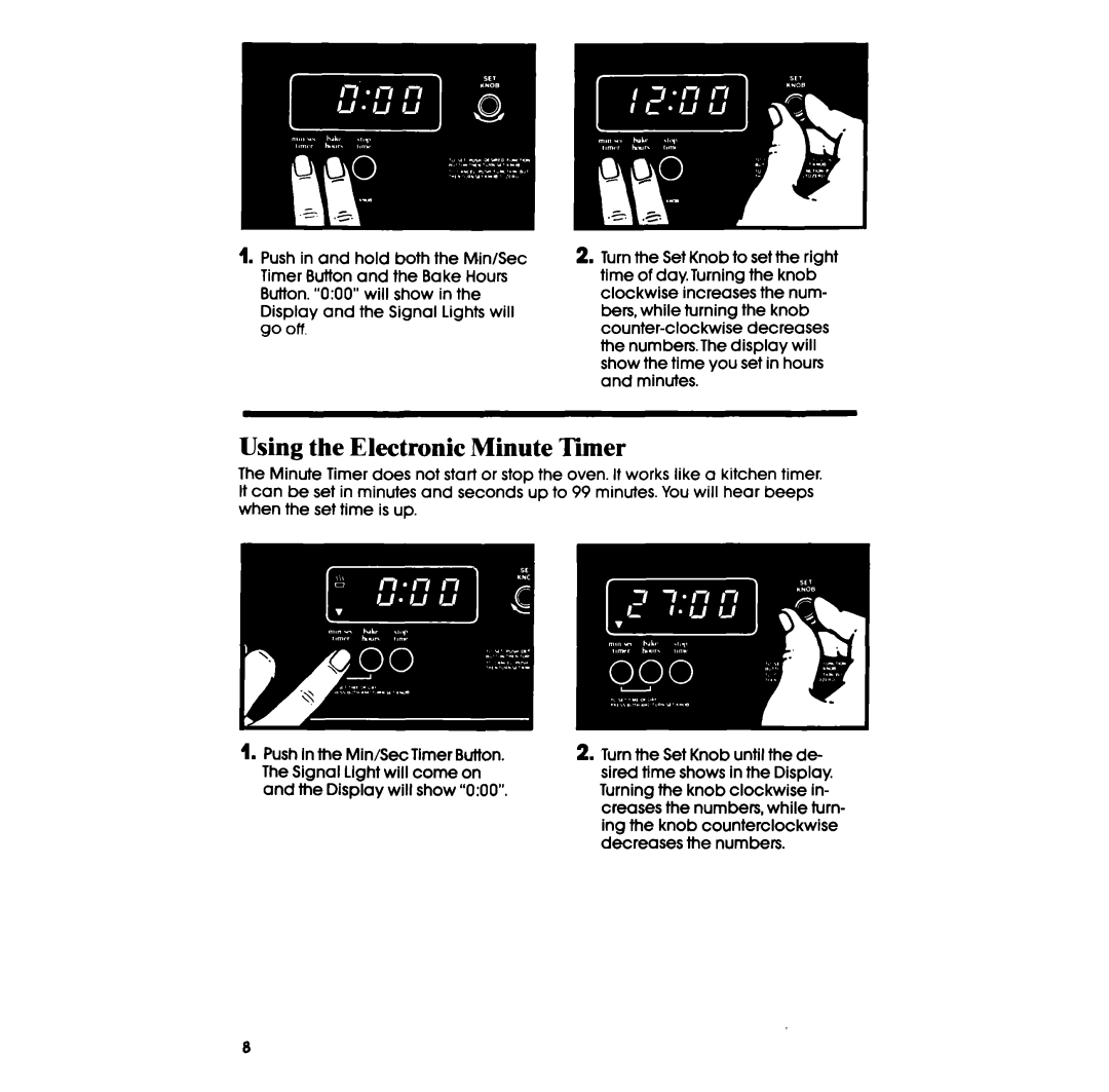 Whirlpool RF350PXP manual Using the Electronic Minute Timer 