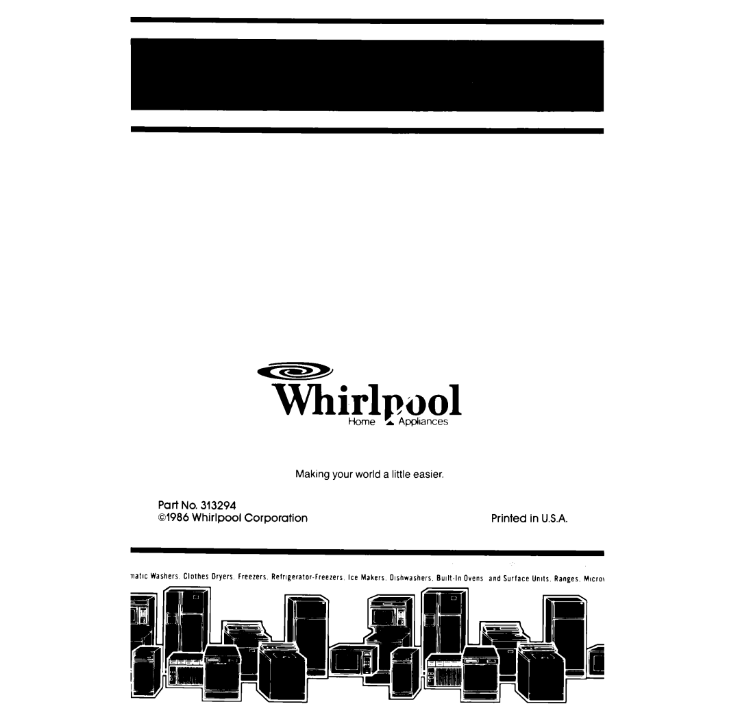 Whirlpool RF350PXP manual Whirlpool Corporation 