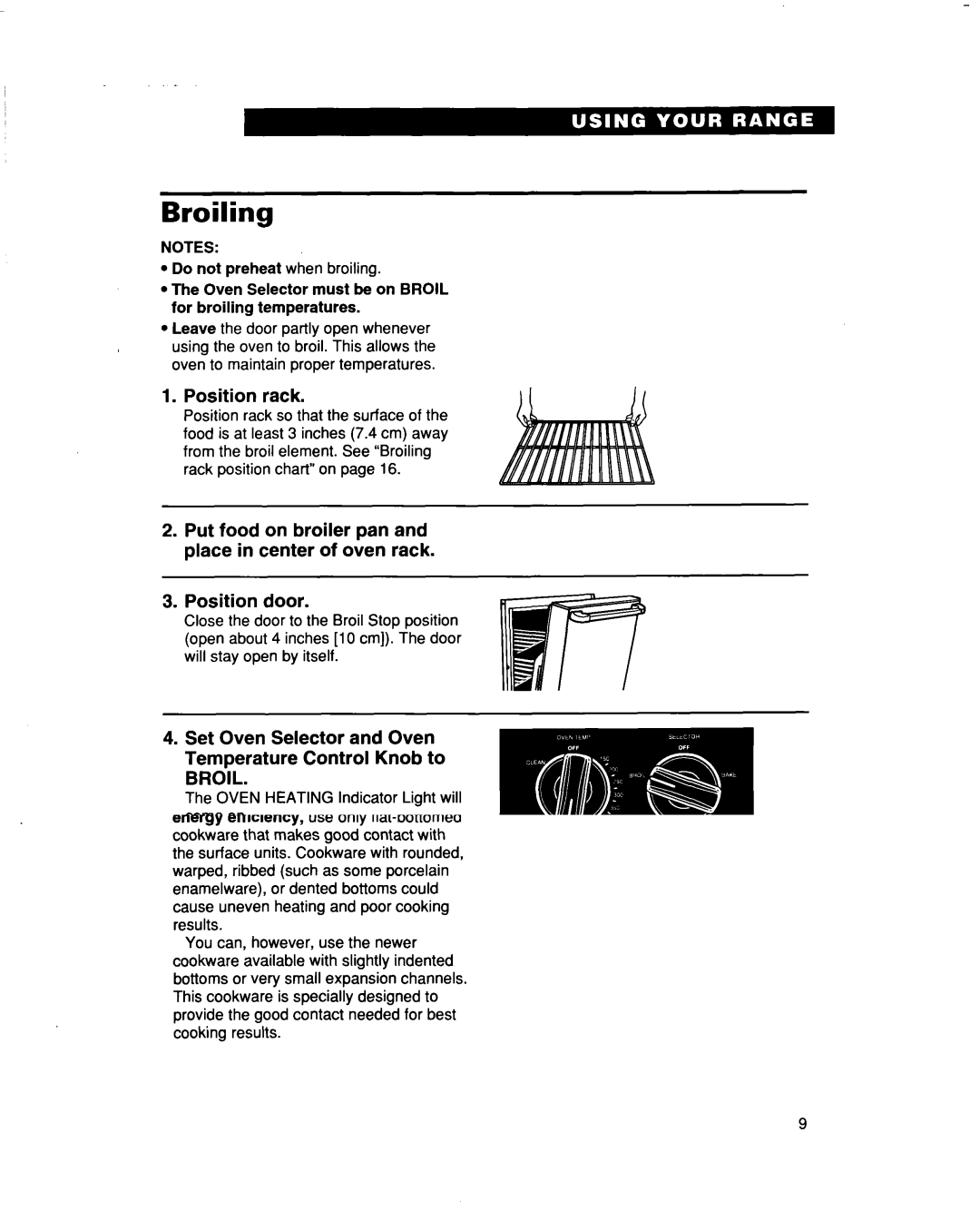 Whirlpool RF354BXD warranty Broiling, Position rack, When broiling is done, turn off oven 