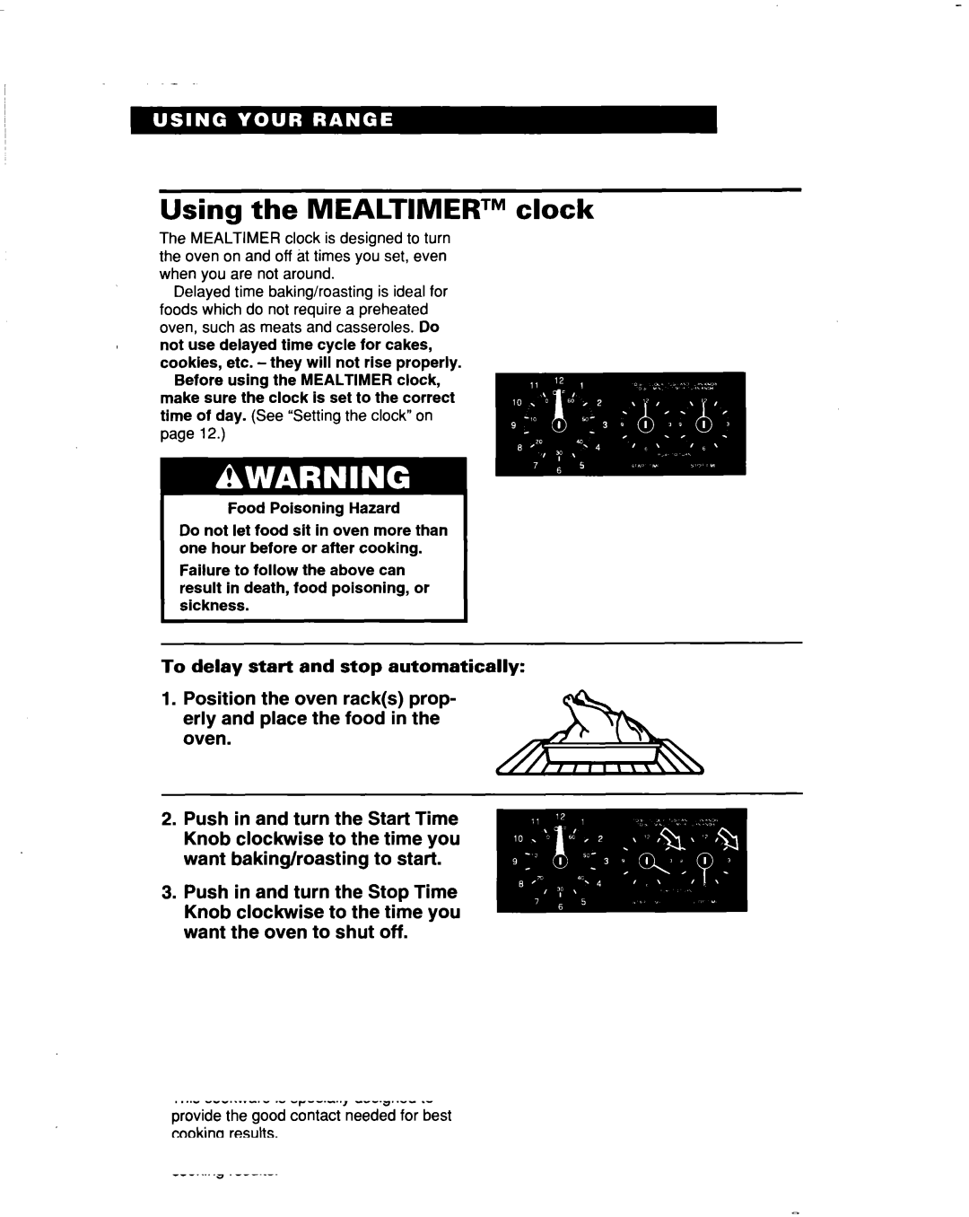 Whirlpool RF354BXD warranty Using the Mealtimertm clock 