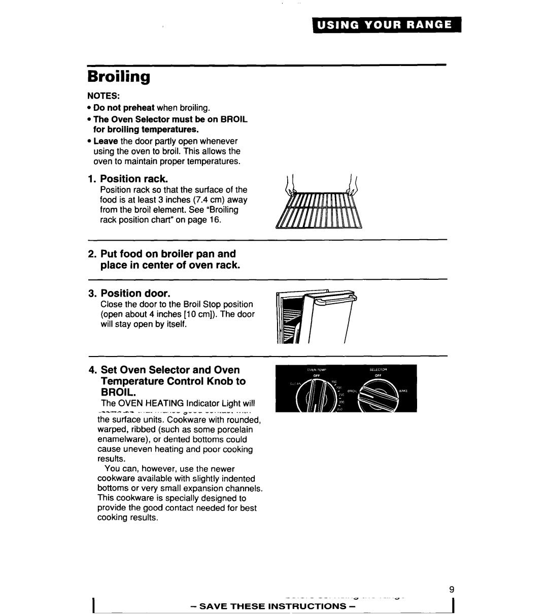 Whirlpool RF356BXD warranty Broiling, Position rack, When broiling is done, turn off oven 