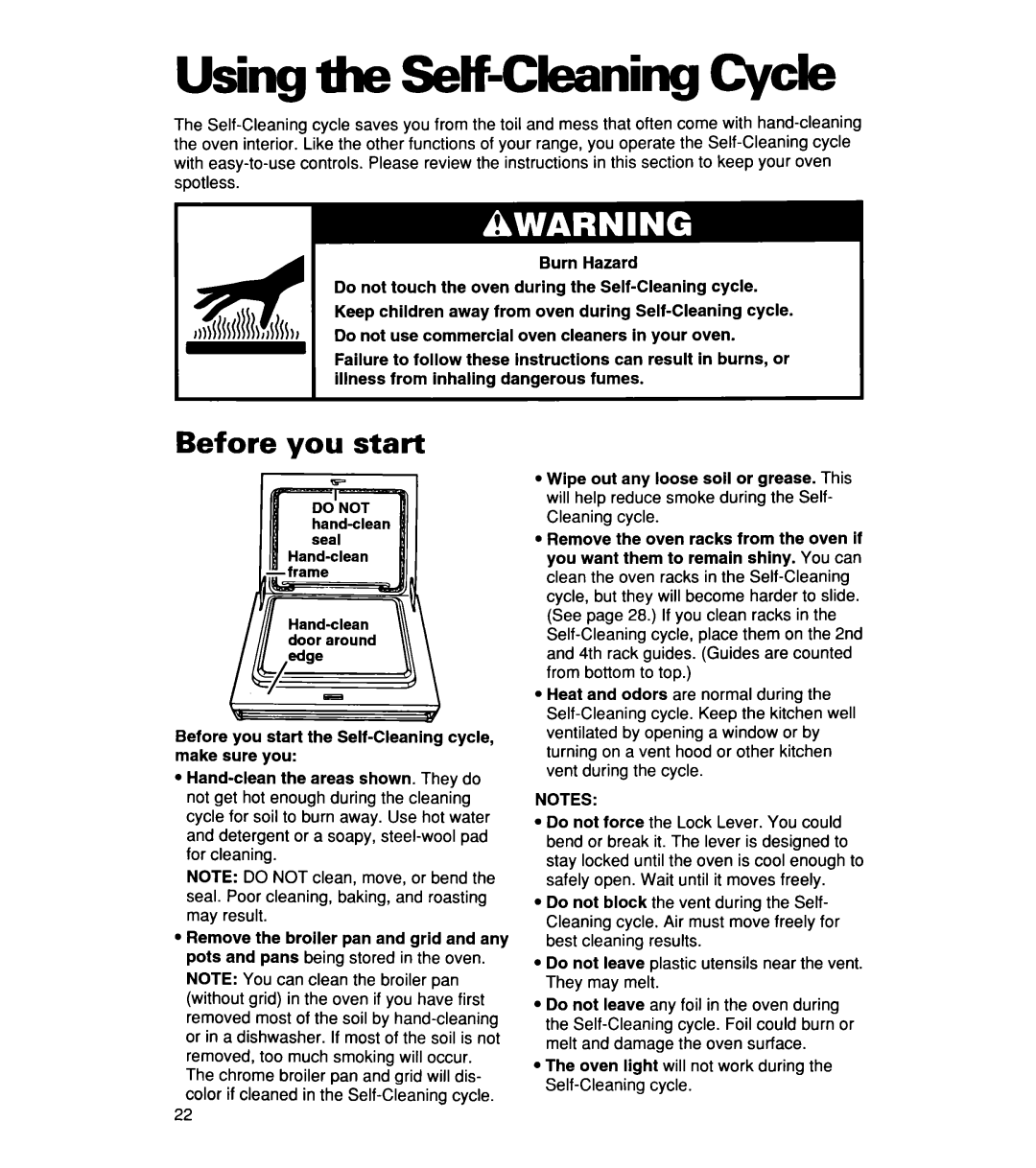 Whirlpool RF356BXD warranty Using the Setf-Cleaning Cycle, Before you start 