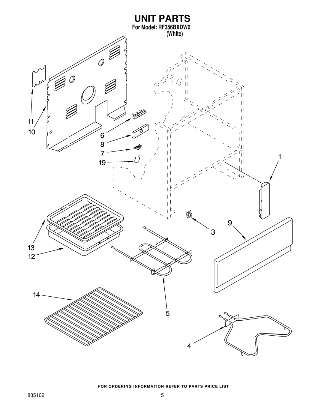 Whirlpool RF356BXDW0 manual Unit Parts 