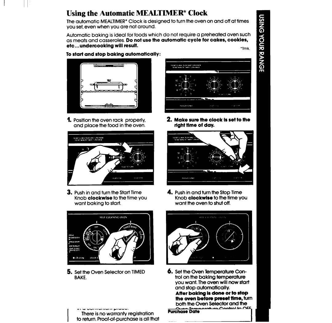 Whirlpool RF3600XP manual Using the Automatic Mealtimer Clock, Etc...undercooklng will result 