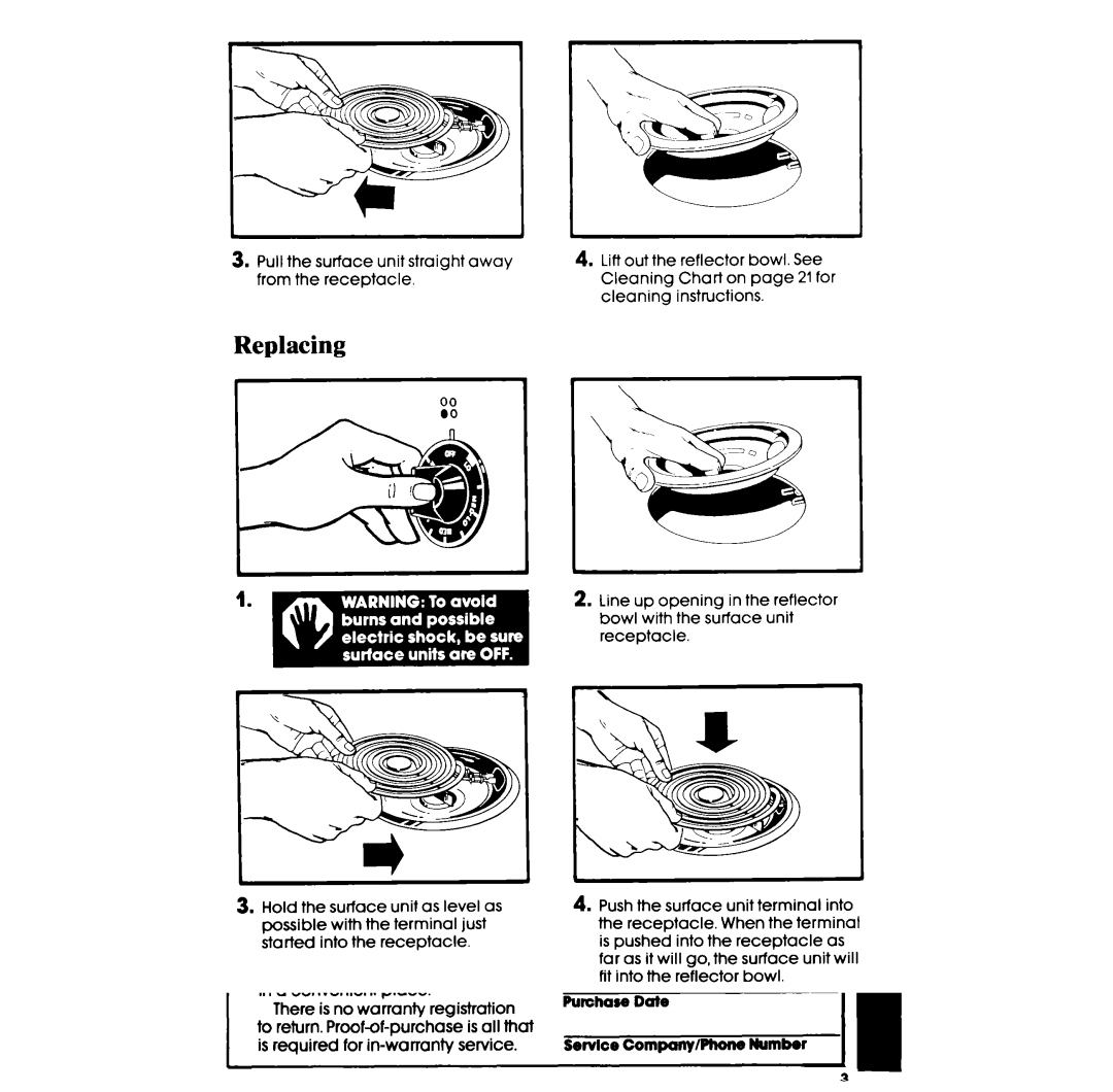 Whirlpool RF3600XP manual Replacing 