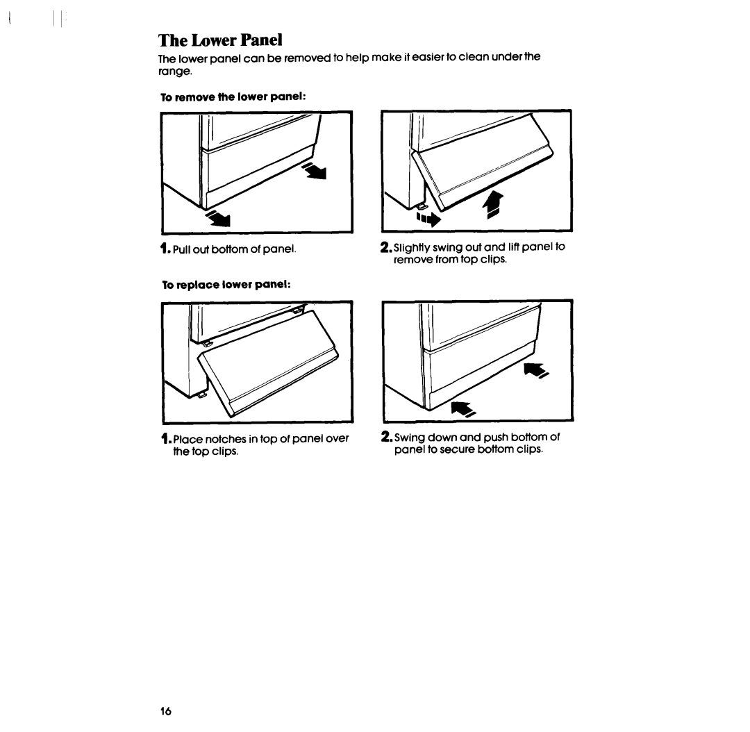 Whirlpool RF3600XP manual Lower Panel, To remove the lower panel, To replace lower panel 