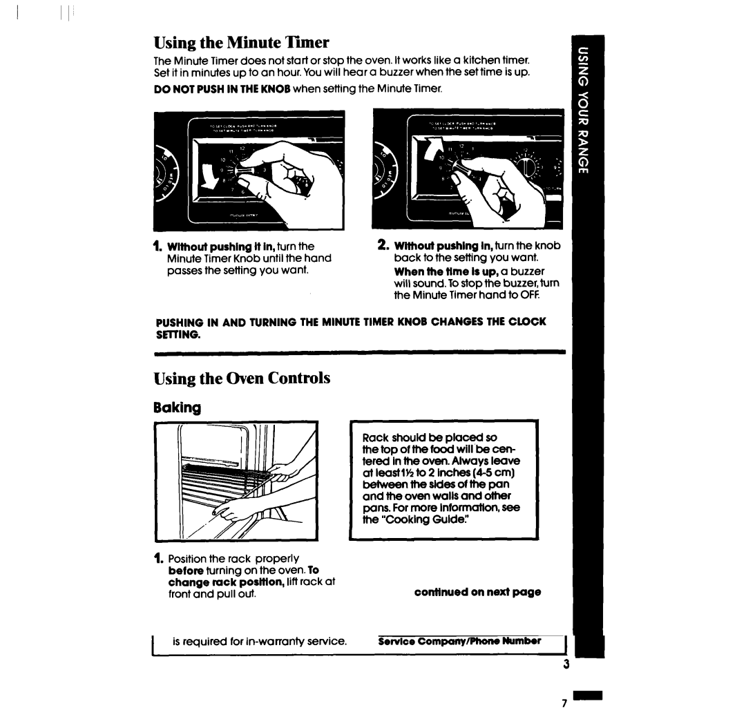 Whirlpool RF3600XP manual Using the Oven Controls, Baking, When the tlme Is up,a buzzer 