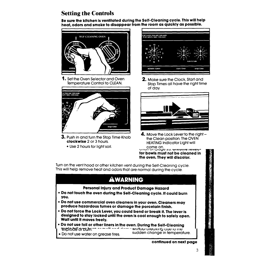 Whirlpool RF3600XX manual Setting the Controls 