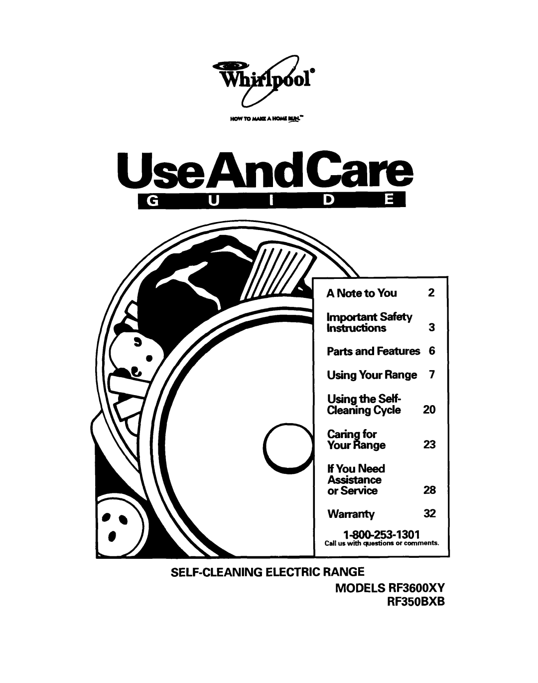 Whirlpool RF350BXB, RF3600XY warranty UseAndCare 