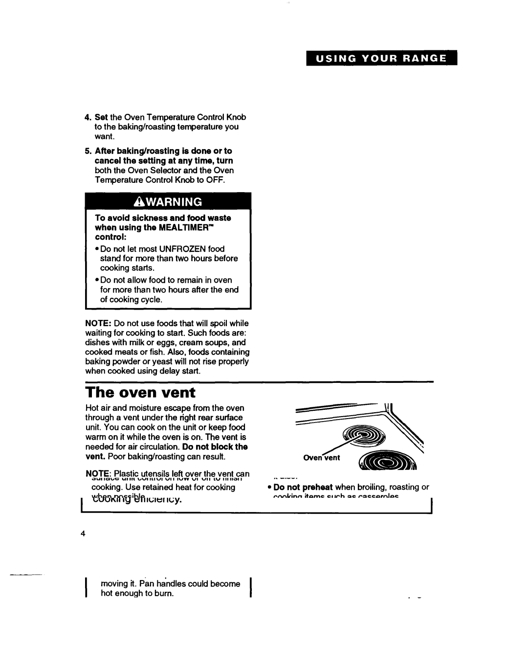 Whirlpool RF350BXB, RF3600XY warranty Oven vent 