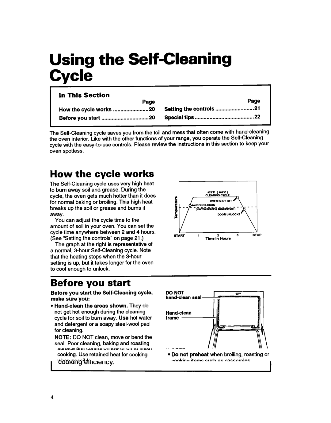 Whirlpool RF3600XY, RF350BXB warranty Using the Self-Cleaning Cvcle, How the cycle works, Before you start, Do not 