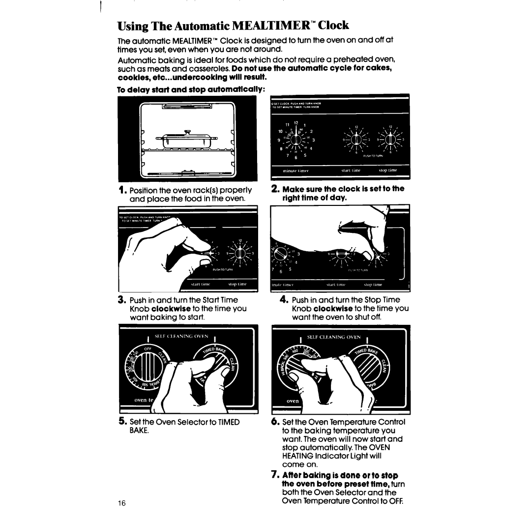 Whirlpool RF360BX manual Using The Automatic MEALTIMER’ Clock 