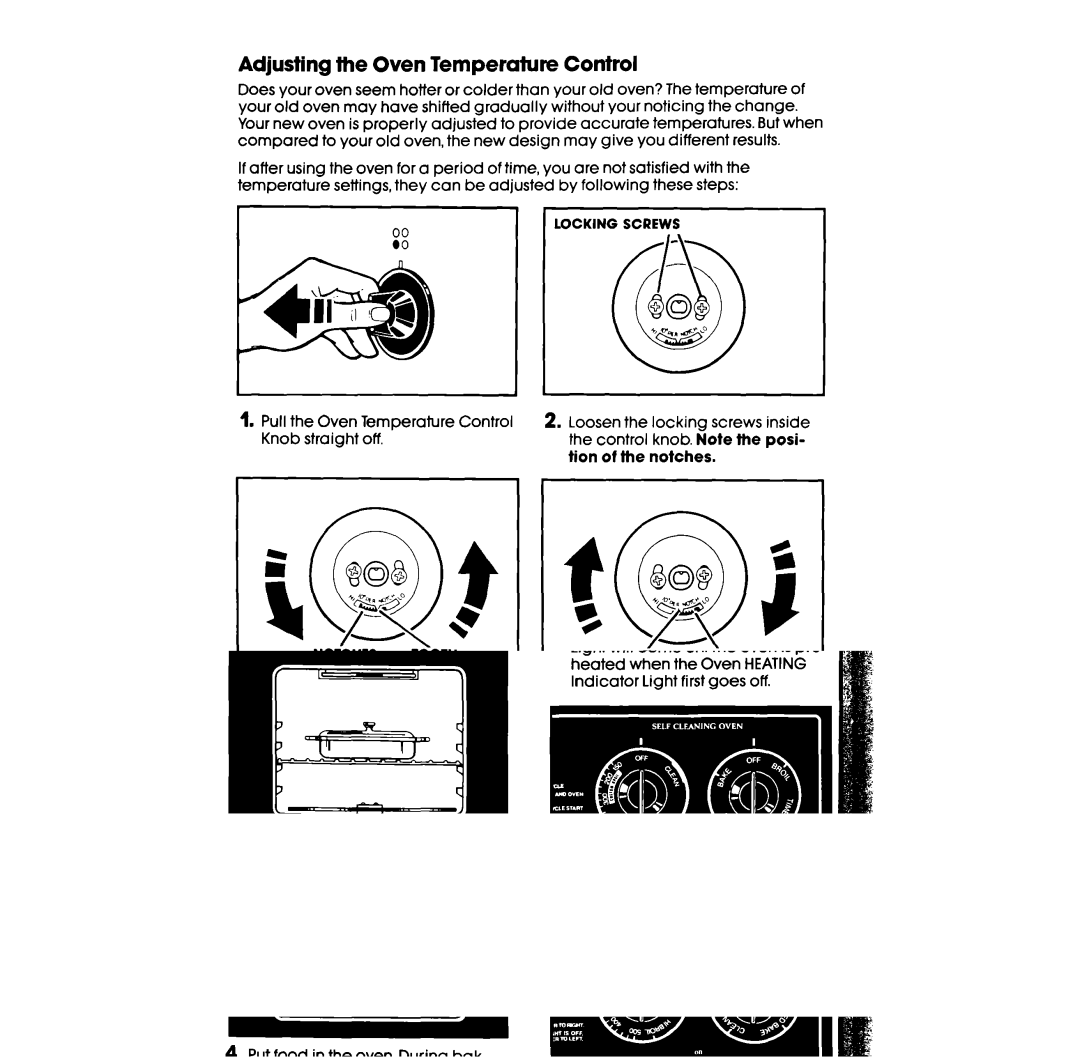 Whirlpool RF360BXW manual Adjusting the Oven Temperature Control, Temperature Control Loosen the locking screws 