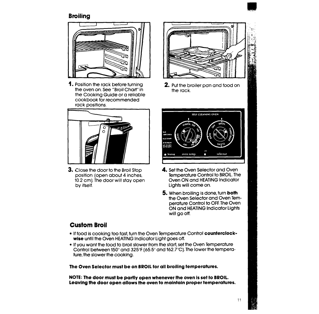 Whirlpool RF360BXW manual Broiling, Custom Broil 