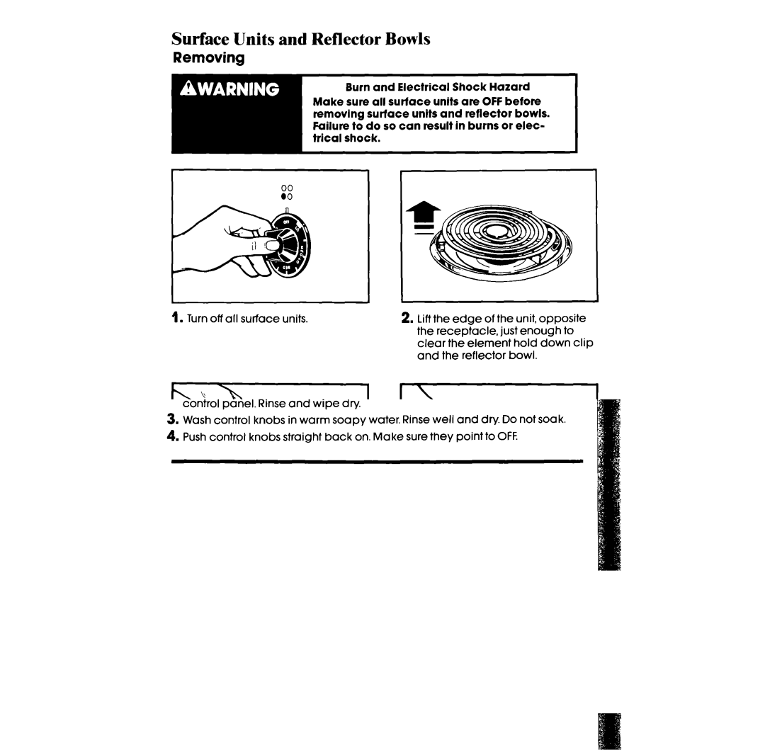 Whirlpool RF360BXW manual Surface Units and Reflector Bowls, Removing 