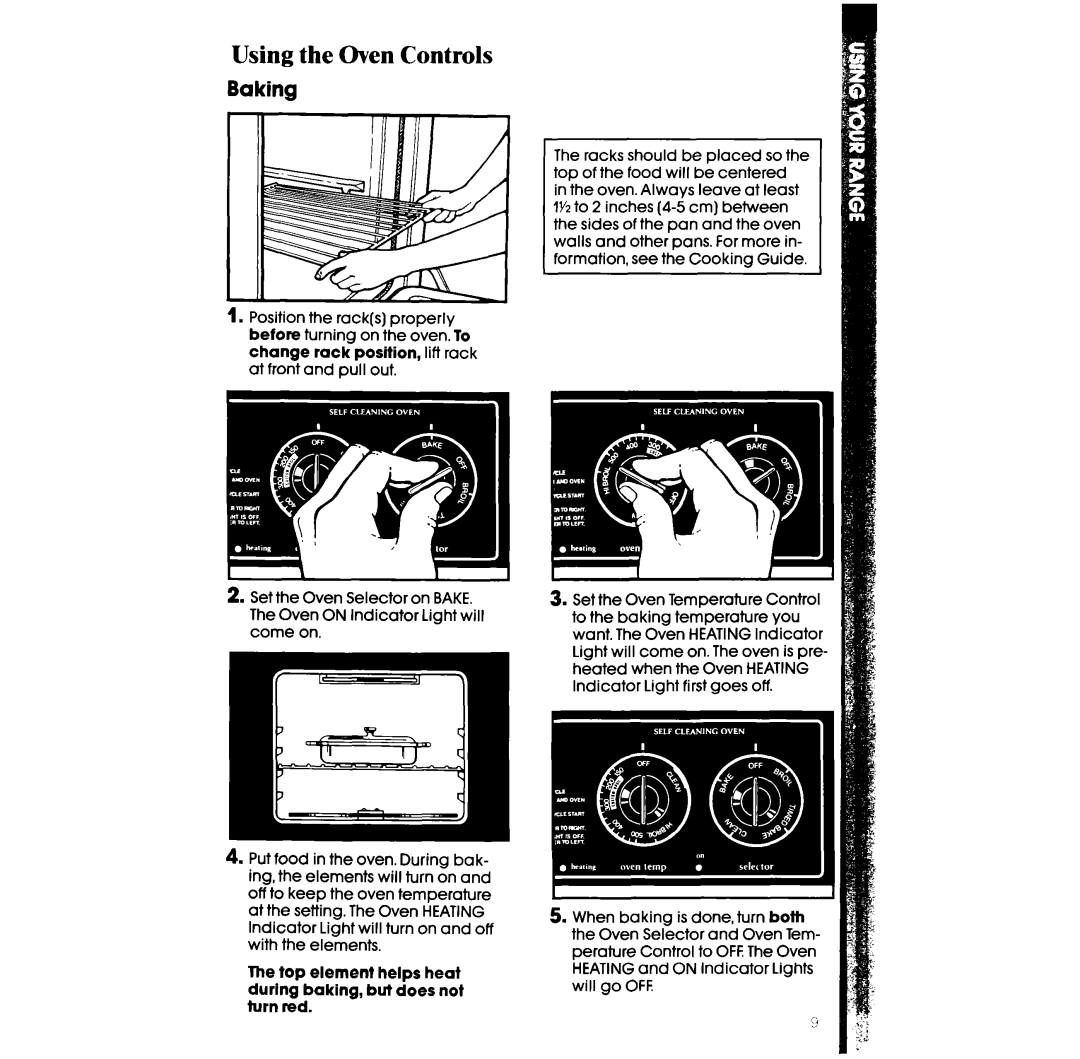 Whirlpool RF360BXW manual Using the Oven Controls, Baking 