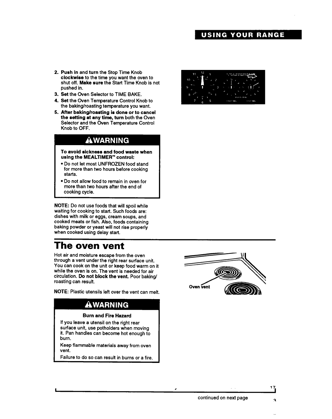 Whirlpool RF360BXY warranty Oven vent 