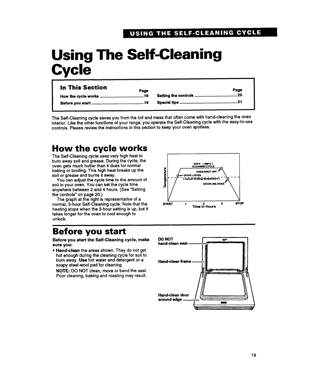 Whirlpool RF360BXY warranty Using The Self-CleaningCycle, How the cycle works, Before you start, This, Section 