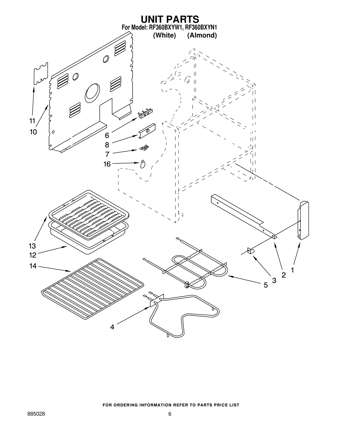 Whirlpool RF360BXYW1, RF360BXYN1 manual Unit Parts 