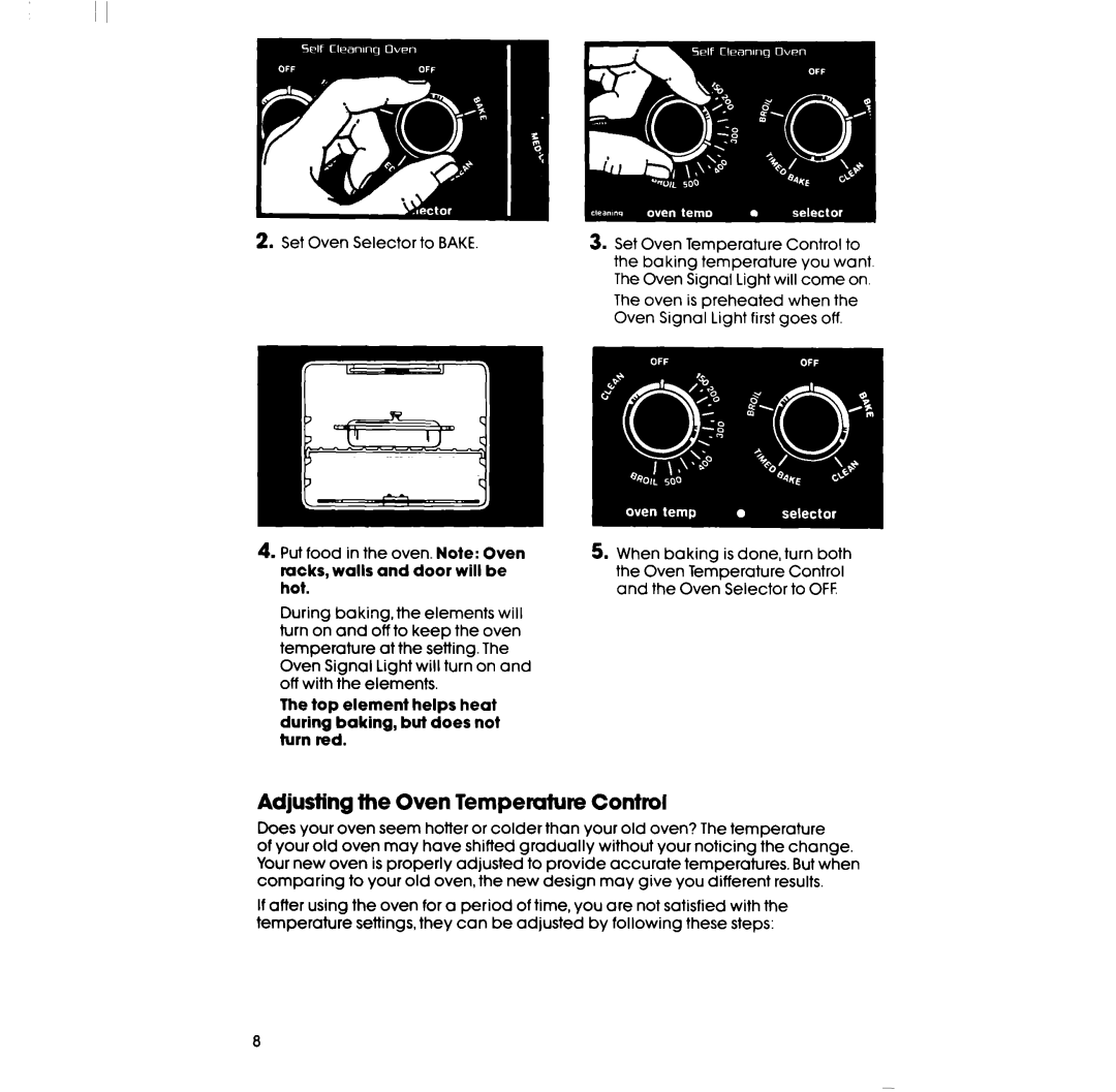 Whirlpool RF360EXP manual Adjusting the Oven Temperature Control 