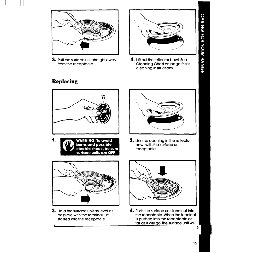 Whirlpool RF363PXPT, RF3620XP manual Replacing 