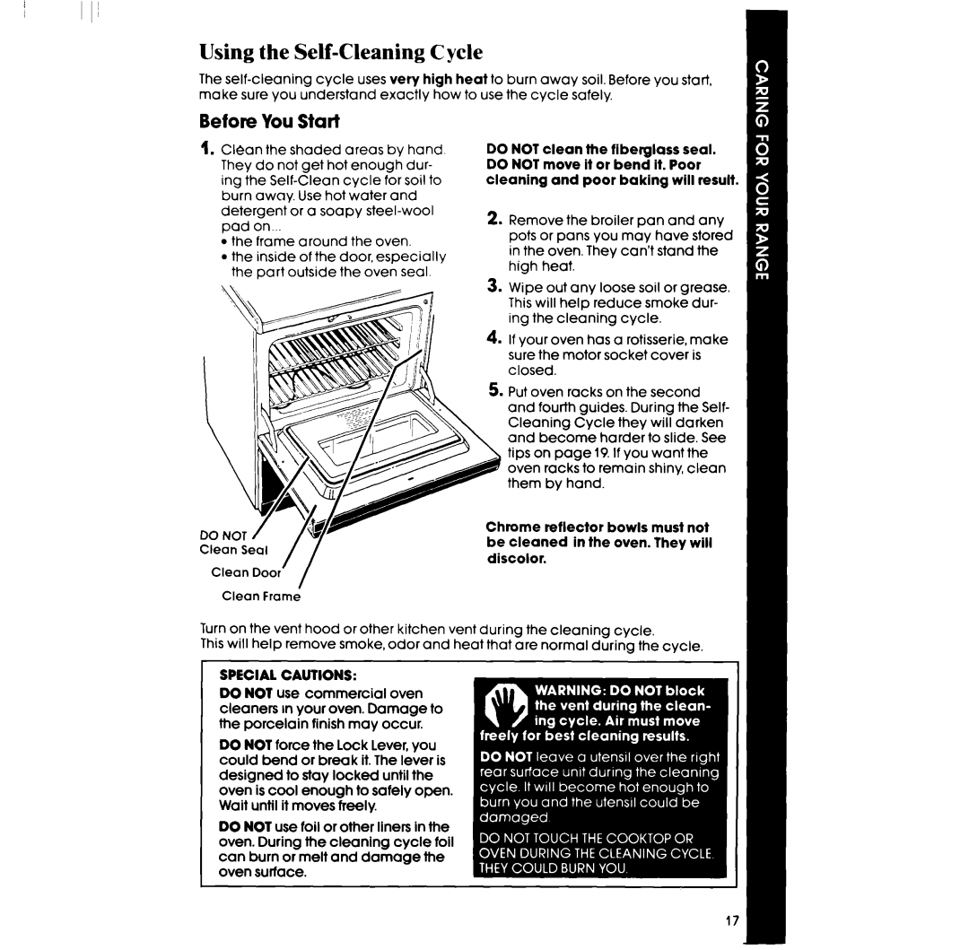 Whirlpool RF363PXPT, RF3620XP manual Using the Self-Cleaning Cycle, Before You Start 