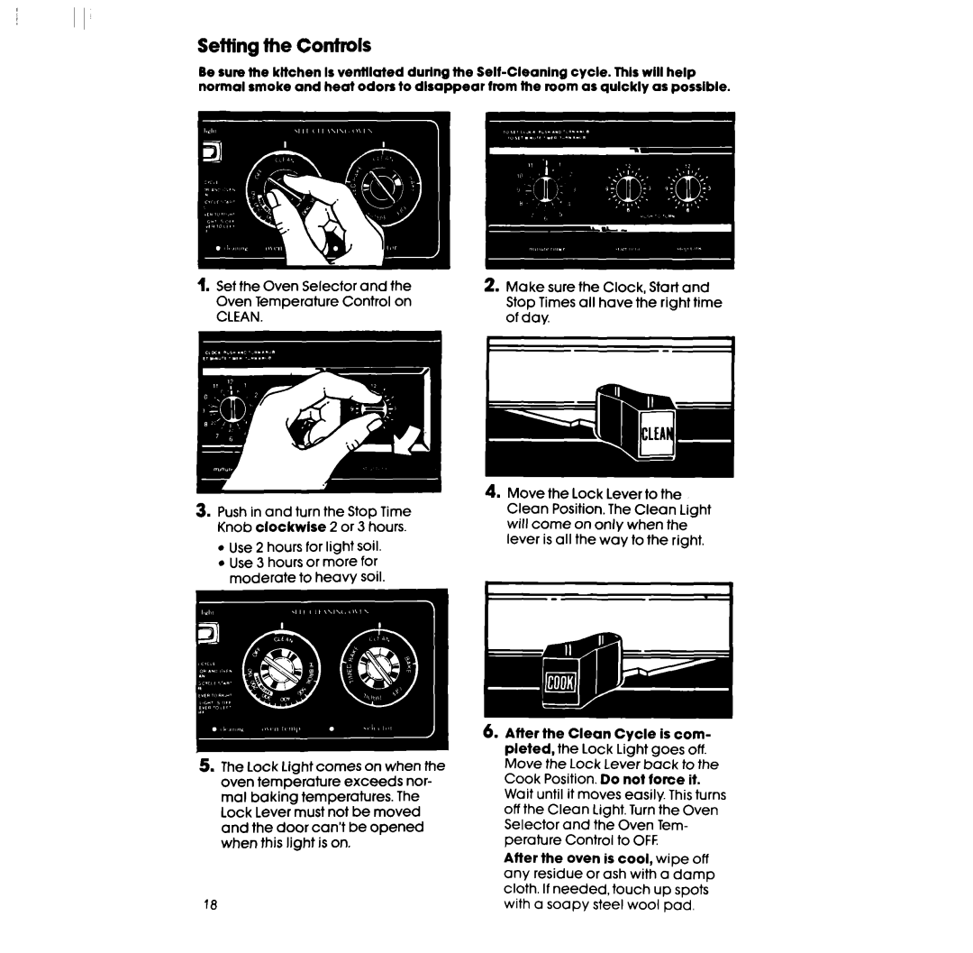 Whirlpool RF3620XP, RF363PXPT manual Setting the Controls, Clean 