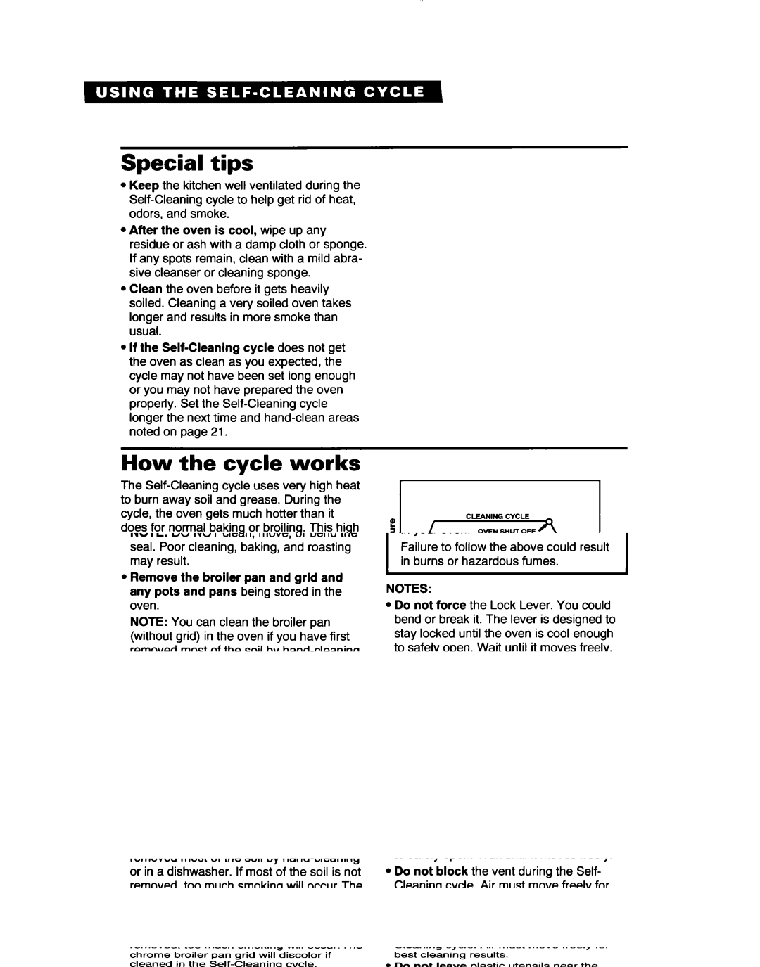 Whirlpool RF363PXD, RF361 BXD warranty Special tips, How the cycle works 