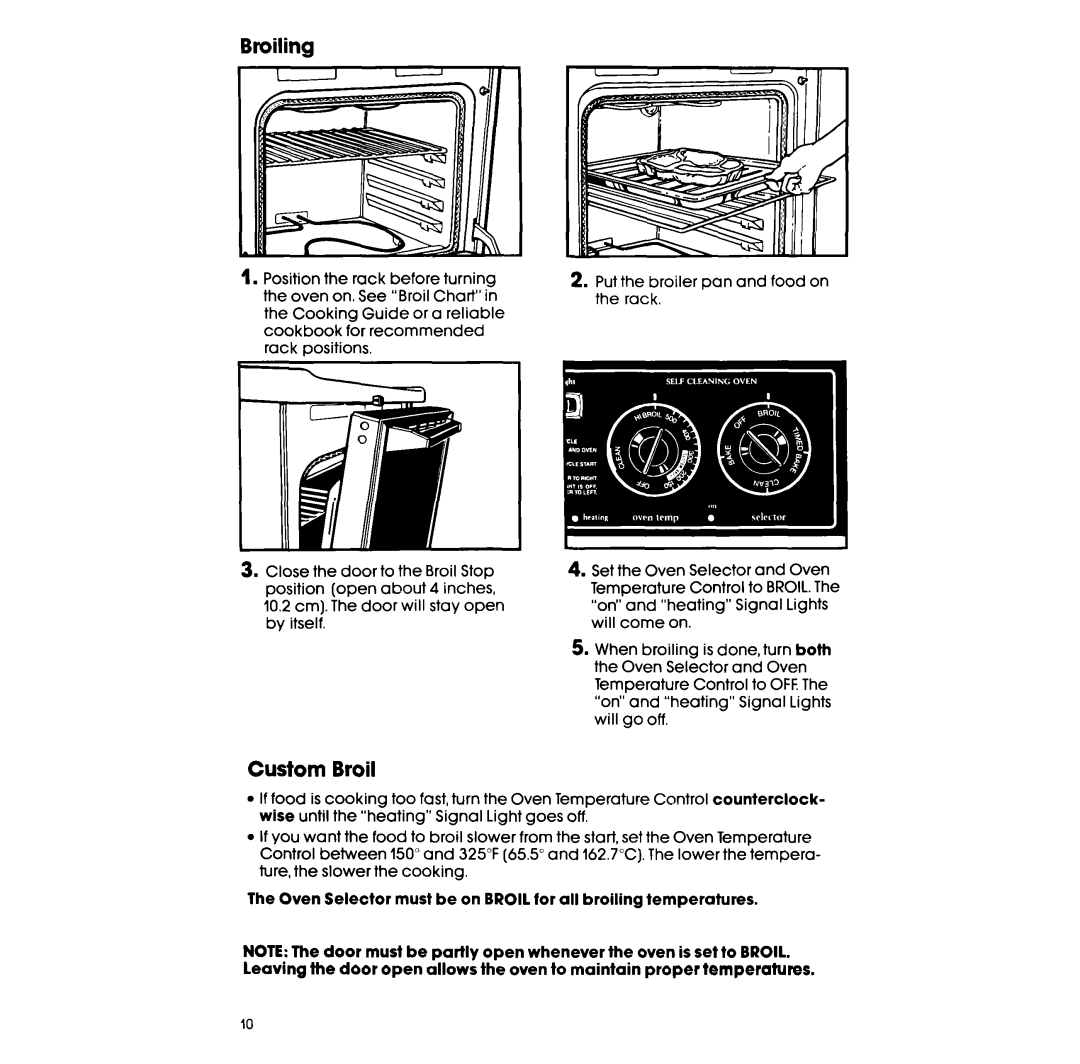Whirlpool RF363PXVT manual Broiling, Custom Broil 