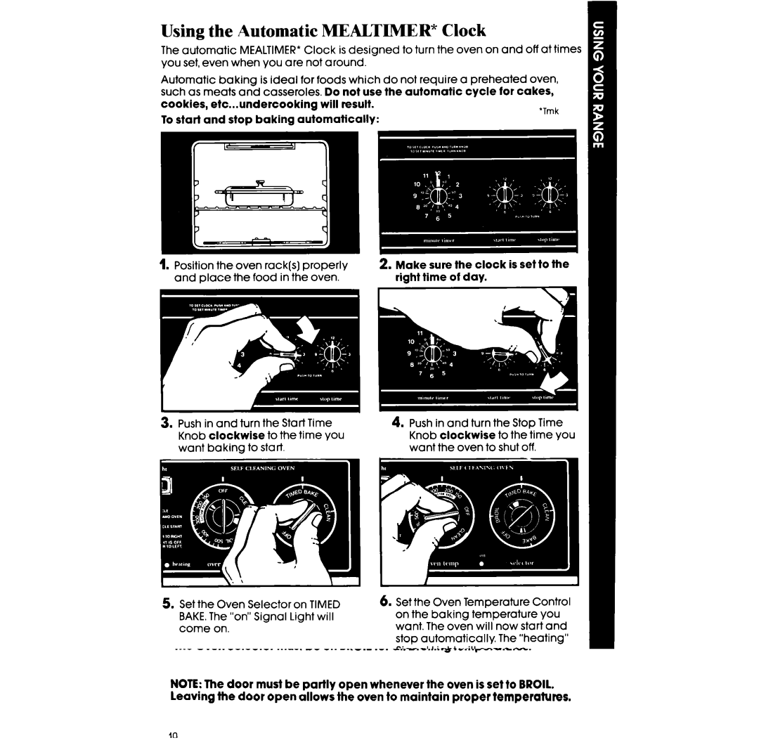 Whirlpool RF363PXVT manual Using the Automatic Mealtimer Clock, Off 