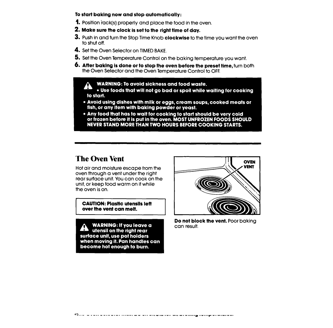 Whirlpool RF363PXVT manual Oven Vent 