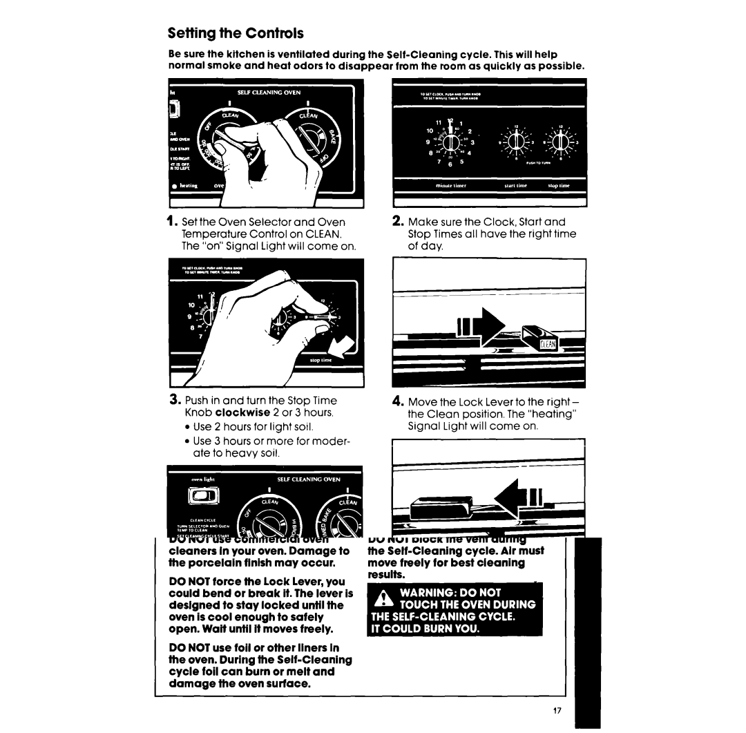 Whirlpool RF363PXVT manual Setting the Controls 