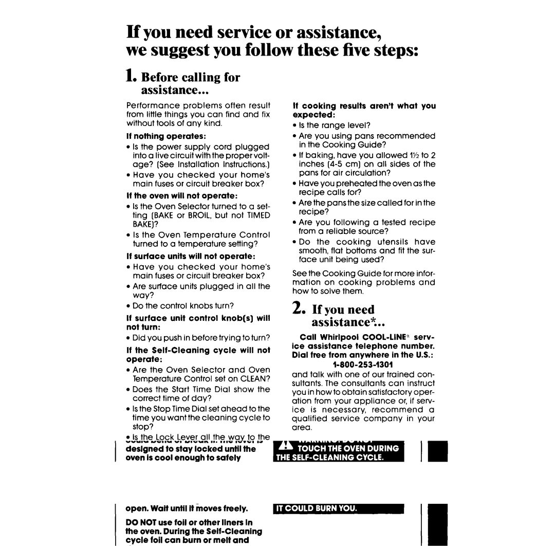 Whirlpool RF363PXVT manual Before calling for Assistance, If you need assistance? 