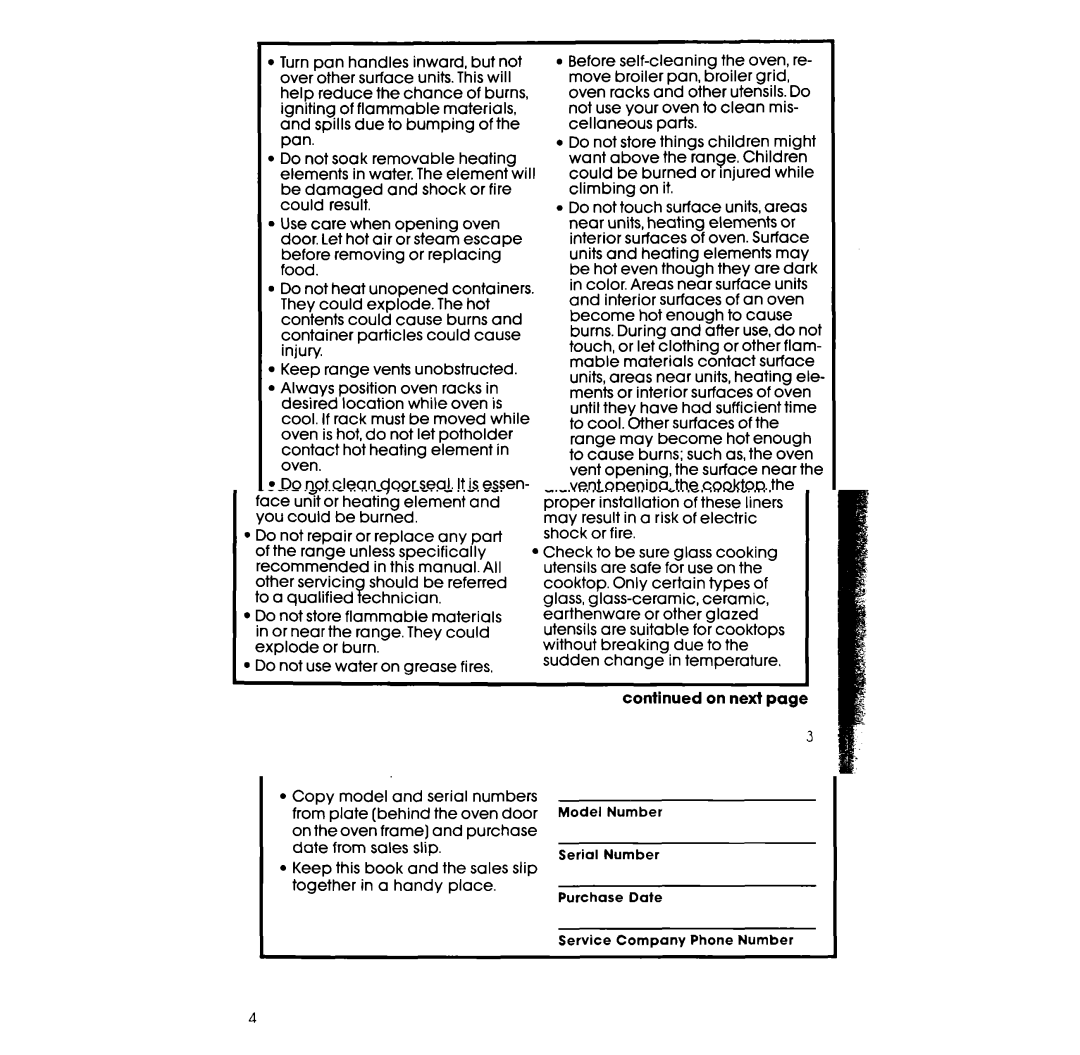 Whirlpool RF363PXW, RF3620XV manual Savetheseinstructions, Thank you for buying a Whirlpool appliance. Please complete 