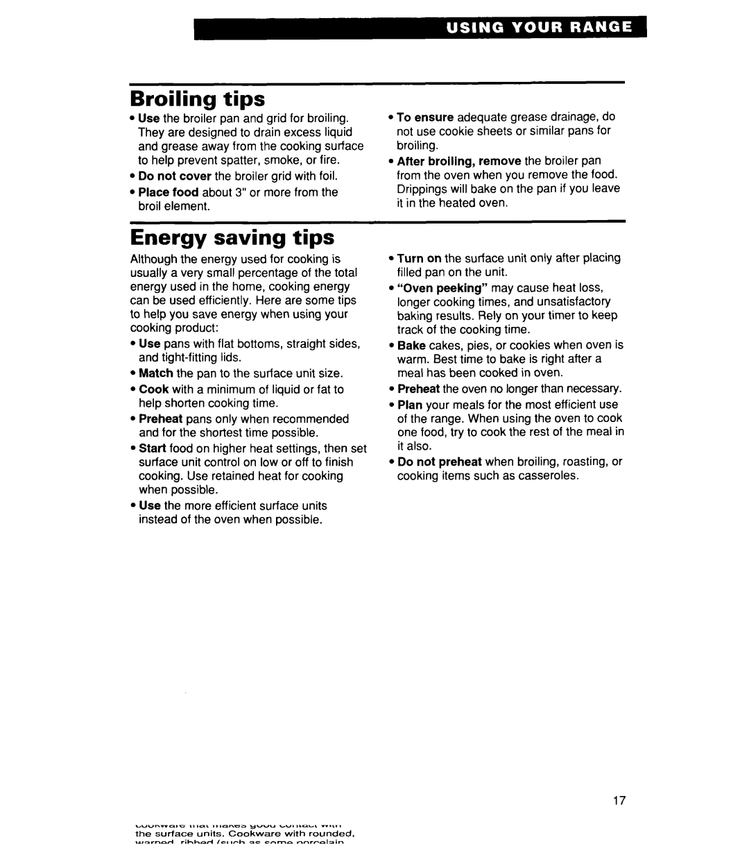 Whirlpool RF364PXD manual Broiling tips, Energy saving tips 